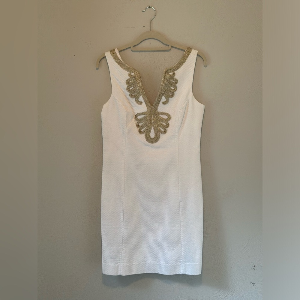 Lilly Pulitzer cocktail dress - white & gold, size 8